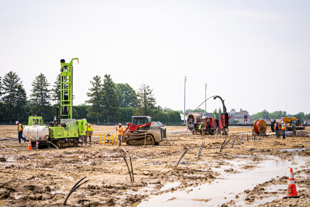 Drilling Equipment. Subterra equipment creating boreholes at its Oberlin College geothermal project in Oberlin, Ohio