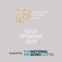 Commercial Litigators' Forum (CLF) Gold Sponsor 2024 Supporting the ProBonoCenter