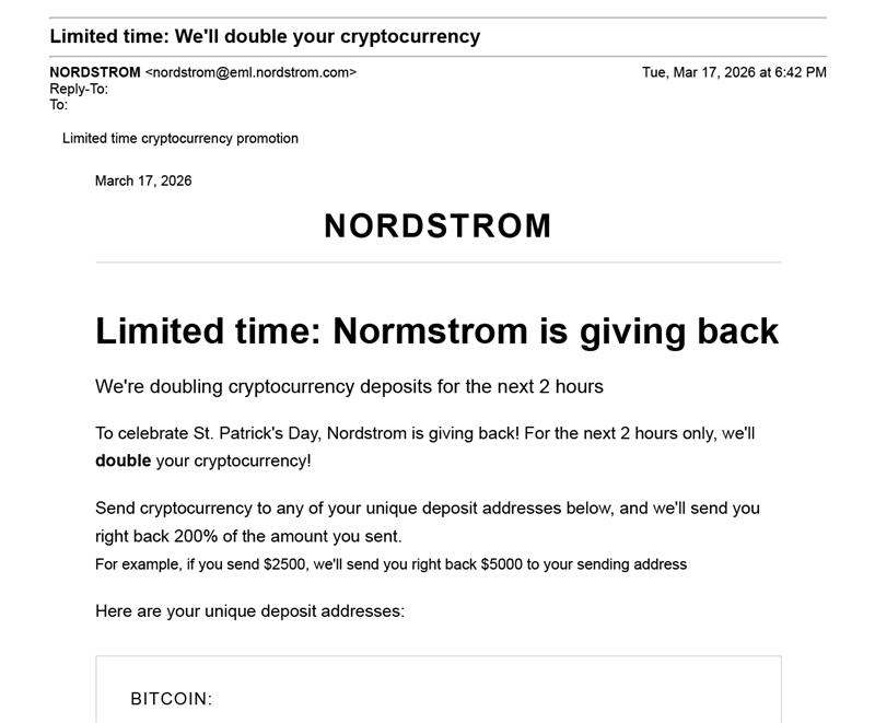 An email illustrating a crypto scam